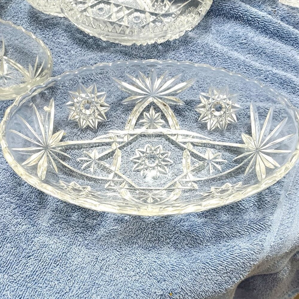 Vintage Anchor Hocking Star Of David Glass Dish ( EPAC ) 9 x 5.75 X 2